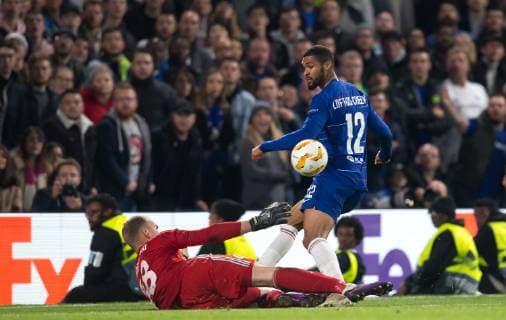 Ruben LOFTUS-CHEEK of Chelsea sees a shot saved by Goalkeeper Denis Scherbitskiy of FC BATE during the UEFA Europa League group match between Chelsea and FC BATE Borisov at Stamford Bridge, London, England on 25 October 2018. Copyright: xAndyxRowlandx PMI-2348-0017