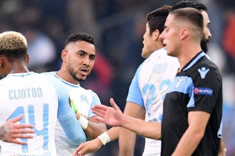 10 DIMITRI PAYET (OM) - 23 ADIL RAMI (OM) - ALTERCATION - COLERE FOOTBALL : Marseille vs Lazio Rome - Ligue Europa - 25 10 2018 FEP Panoramic 