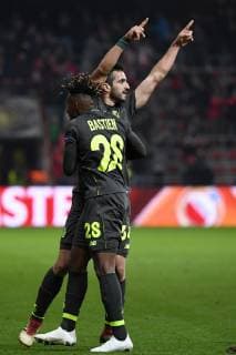 Konstantinos Laifis defender of Standard Liege celebrates scoring a goal with teammates FOOTBALL : Standard de Liege vs Futbolny Klub Krasnodar - Ligue europeenne - 25 10 2018 PhotoNews Panoramic  775220002
