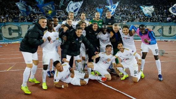 25 10 2018 Letzigrund Stadium Zurich SWITZERLAND Season 2018 2019 Mens Football UEFA Europa League FC Zurich Bayer 04 Leverkusen Final with Stephen Odey, among others Kevin Rüegg Pa Modou Juche Marco Schönbächler Antonio Marchesano Benjamin Kololli Toni Domgjoni Assan Ceesay and Alain Nef FC Zurich
