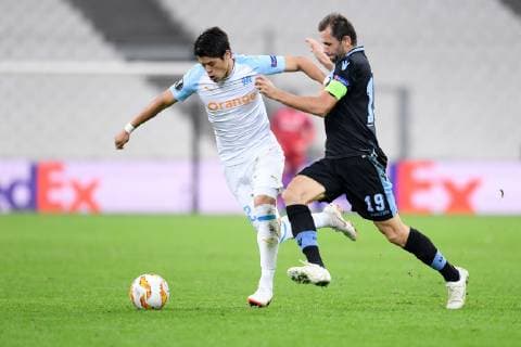 02 HIROKI SAKAI (OM) - 19 SENAD LULIC (LAZ) FOOTBALL : Marseille vs Lazio Rome - Ligue Europa - 25 10 2018 FEP Panoramic 