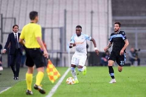 17 BOUNA SARR (OM) - 32 DANILO CATALDI (LAZ) FOOTBALL : Marseille vs Lazio Rome - Ligue Europa - 25 10 2018 FEP Panoramic 