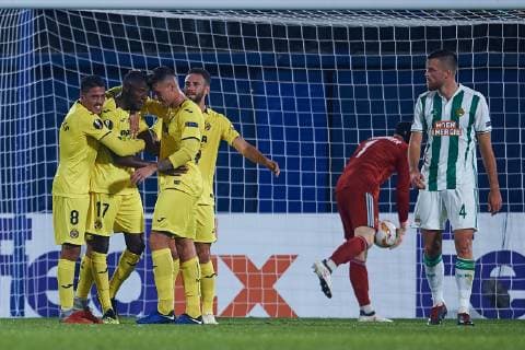 October 25, 2018 - Villareal, Vila-real, Spain - Took Ekambi of Villarreal CF celebrates after scoring during the UEFA Europa League group G match between Villarreal and Rapid Wien at stadium de la Ceramica on October 25, 2018 in Vila.real, Spain Villarreal CF v SK Rapid Wien - UEFA Europa League  - ZUMAn230 20181025_zaa_n230_330 Copyright: xSergioxLopezx