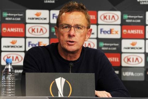 UEFA Europa League 2018 2019 Group Stage Group Stage 3 Gameday RB Leipzig vs. Celtic FC Glasgow 25 10 2018 RBL Coach Ralf Rangnick speaks at the Leipzig Saxony Germany Press Conference