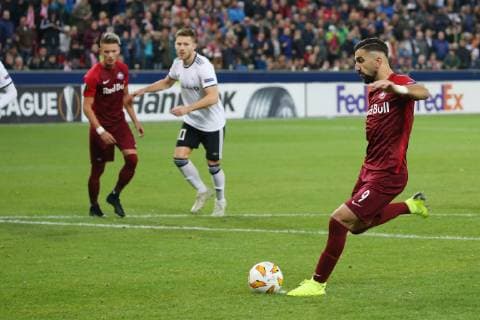 SOCCER - UEFA EL, RBS vs Rosenborg SALZBURG,AUSTRIA,25.OCT.18 - SOCCER - UEFA Europa League, group stage, Red Bull Salzburg vs Rosenborg BK. Image shows Munas Dabbur (RBS). GEPAxpictures xMathiasxMandl