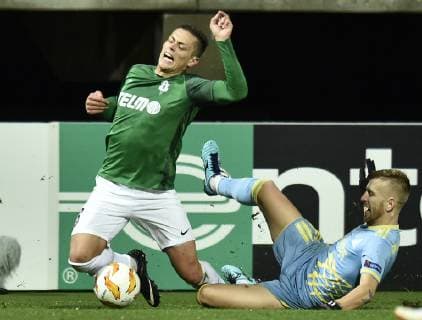 L-R Tomas Holes (Jablonec) and Pedro Henrique (Astana) in action during the 3rd round of the European UEFA Europa League, match FK Jablonec vs FC Astana, in Jablonec nad Nisou, Czech Republic, on October 25, 201878. (CTKxPhoto RadekxPetrasek) CTKPhotoP201810251252401  _PER5585