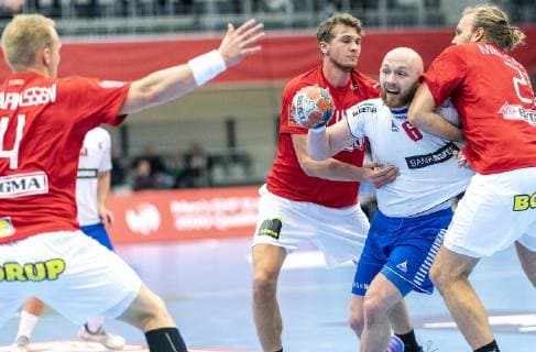 Handball, EM-Quali, Färöer Inseln - Dänemark Faeroeernes Rune Vest Hoejgaard. EM - Qualification Phase 2 Faroe Islands - Denmark den 27. oktober 2018 i Skjern Bank Arena Skjern.. , Skjern Denmark  Copyright: JohnxRanderisx cop103 spdk20181027-170721-L