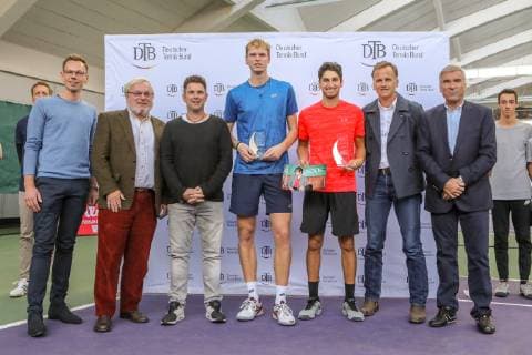 Award Ceremony Louis Wessels GER 2 2 Place and Altug Celikbilek TUR 4 Winner Tennis Future Hamburg 2018 Hamburg 27 10 2018
