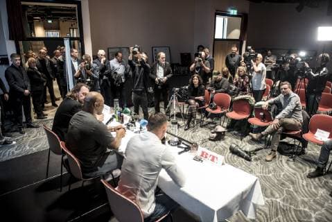 Boxen, Mike Tyson Mikkel Kessler History of Legends PK in Kopenhagen Mike Tyson og Mikkel Kessler holder pressemoede paa Hotel Scandic i Koedbyen i Koebenhavn, tirsdag den 30. oktober 2018. Mike Tyson og Mikkel Kesseler skal samme aften afholde talkshow i Cirkusbygningen om livets op og nedture med efterfoelgende spoergerunde.. , Copenhagen Denmark  Copyright: RitzauxScanpix MadsxClausxRasmussenx COP101 spdk20181030-142434-L