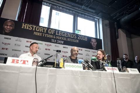 Boxen, Mike Tyson Mikkel Kessler History of Legends PK in Kopenhagen Mike Tyson og Mikkel Kessler holder pressemoede paa Hotel Scandic i Koedbyen i Koebenhavn, tirsdag den 30. oktober 2018. Mike Tyson og Mikkel Kesseler skal samme aften afholde talkshow i Cirkusbygningen om livets op og nedture med efterfoelgende spoergerunde.. , Copenhagen Denmark  Copyright: RitzauxScanpix MadsxClausxRasmussenx COP101 spdk20181030-142439-L