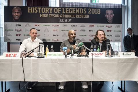Boxen, Mike Tyson Mikkel Kessler History of Legends PK in Kopenhagen Mike Tyson og Mikkel Kessler holder pressemoede paa Hotel Scandic i Koedbyen i Koebenhavn, tirsdag den 30. oktober 2018. Mike Tyson og Mikkel Kesseler skal samme aften afholde talkshow i Cirkusbygningen om livets op og nedture med efterfoelgende spoergerunde.. , Copenhagen Denmark  Copyright: RitzauxScanpix MadsxClausxRasmussenx COP101 spdk20181030-142450-L