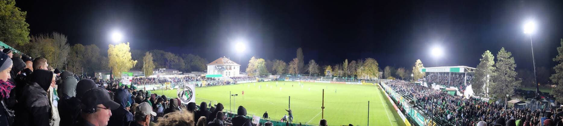 Chemistry Paderborn Football DFB Pokal Leipzig 30 10 2018 Alfred Kunze Sports Park Football Men DFB Pokal 2 Round BSG Chemie Leipzig SC Paderborn 0 3 0 2 Pictured Fans of Chemistry Leipzig at the first game under floodlight in Leipzig Leutzsch