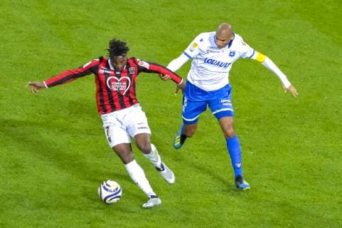 Allan Saint Maximin (OGC Nice) - Jordan Adeoti (AJ Auxerre) FOOTBALL : OGC Nice vs AJ Auxerre - Coupe de la Ligue - Nice - 31 10 2018 NorbertScanella Panoramic 