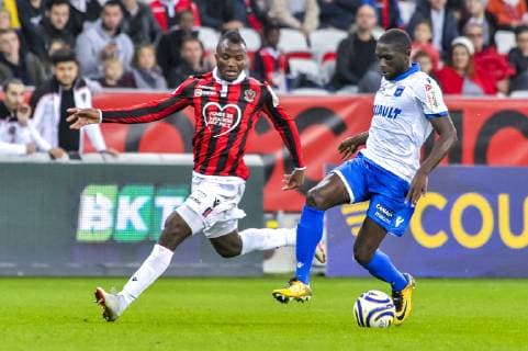 Ignatius Kpene Ganago (OGC Nice) - Carlens Arcus (AJ Auxerre) FOOTBALL : OGC Nice vs AJ Auxerre - Coupe de la Ligue - Nice - 31 10 2018 NorbertScanella Panoramic 