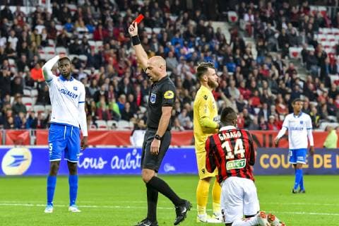 Bartolomeu Varela (Arbitre) FOOTBALL : OGC Nice vs AJ Auxerre - Coupe de la Ligue - Nice - 31 10 2018 NorbertScanella Panoramic 