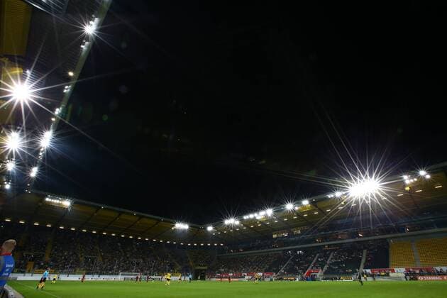 Monday 15 10 2018 Season 2018 19 Friendly match of the BVB at Tivoli Stadium Alemannia Aachen BVB 09 Borussia Dortmund Grandstand and home curve at floodlight