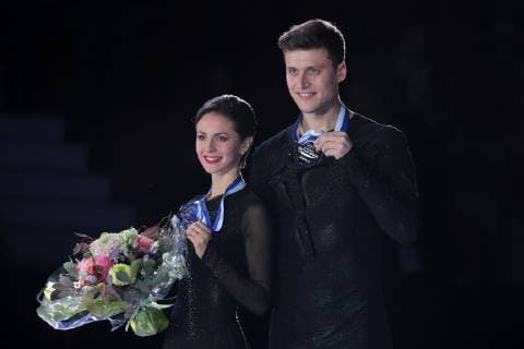 Winners of Pairs, Natalia Zabiiako and Alexander Enbert, RUS at the podium during Figure skating Eiskunstlauf ISU GP Helsinki 2018 - Day 2 at the Helsinki Arena 03. November 2018 in Helsinki, Finland. (Matti Matikainen Newspix24)  Copyright: xMattixMatikainenx NP24_00427744