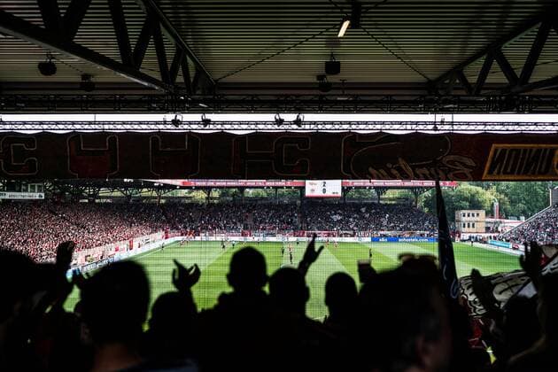 Berlin Germany 26 08 2018 Fans in the stadium at the old forestery Foersterei Football 2 Bundesliga Season 2018 2019 1 FC Union Berlin FC St Pauli DFL REGULATIONS PROHIBIT ANY USE OF PHOTOGRAPHS AS IMAGE SEQUENCES AND OR QUASI VIDEO