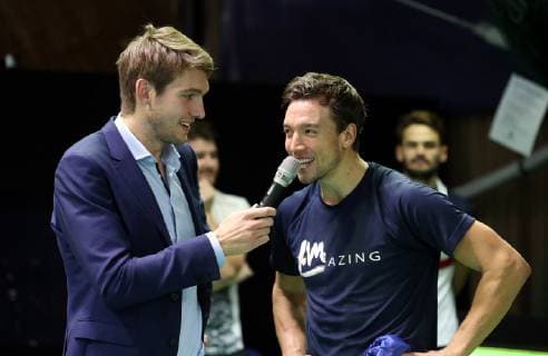 04 11 2018 Tennis ATP Challenger Cup Bauer Watertechnology Cup 2018 International German Indoor Championships Final Double DaMa Andreas Mies GER Interview after end of game
