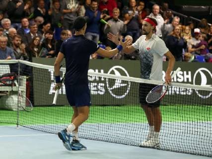 04 11 2018 Tennis ATP Challenger Cup Bauer Watertechnology Cup 2018 International German Indoor Championships Final Single DaMa Antoine Hoang FRA Ruben Bemelmans BEL clap their hands after the end of the game