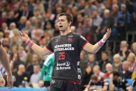 SG Flensburg Handewitt vs Skjern Handbold Handball EHF Champions League Group Phase 04 11 18 Rasmus Lauge Schmidt SG Flensburg Handewitt 25 gesticulated xmmkx