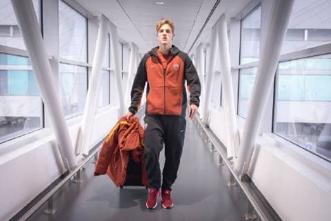 Fußball, CL, AS Rom auf dem Weg nach Moskau Photo Fabio Rossi AS Roma LaPresse 05 11 2018 Fiumicino (Italy) AS Roma Team leaving for Moscow In the pic: Nicolo Zaniolo  Copyright: xLaPresse ASxRoma FabioxRossix