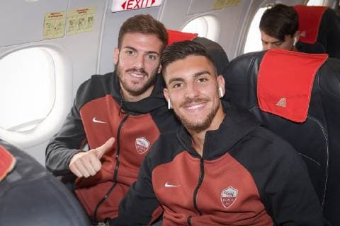 Fußball, CL, AS Rom auf dem Weg nach Moskau Photo Fabio Rossi AS Roma LaPresse 05 11 2018 Fiumicino (Italy) AS Roma Team leaving for Moscow In the pic: Lorenzo Pellegrini, Davide Santon  Copyright: xLaPresse ASxRoma FabioxRossix