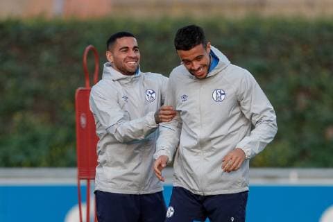 05 11 2018 Football season 2018 2019 Champions League 4 matchday press conference final training FC Schalke 04 v l Omar Mascarell FC Schalke 04 Franco DI SANTO FC Schalke 04 Gelsenkirchen Veltins Arena NRW Germany