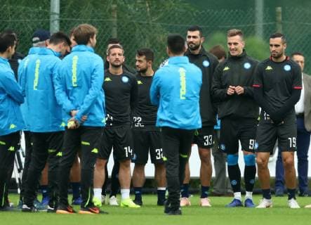 November 5, 2018 - Naples, Italy - SSC Napoli training : UEFA Champions League Group C .Dries Mertens of Napoli with the teammates at Center of Castel Volturno in Naples, Italy on November 5, 2018. SSC Napoli Training Session And press conference PK Pressekonferenz  - ZUMAn230 20181105_zaa_n230_126 Copyright: xMatteoxCiambellix