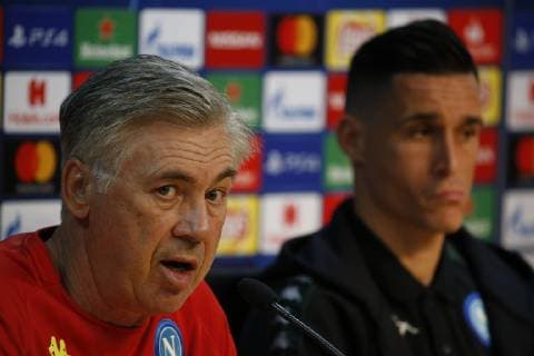 5th November 2018, Castel Volturno training center , Naples, Italy; UEFA Champions League football, Napoli versus Paris Saint-Germain press conference PK Pressekonferenz Carlo Ancelotti coach of Napoli  ActionPlus12076677 NaFoto