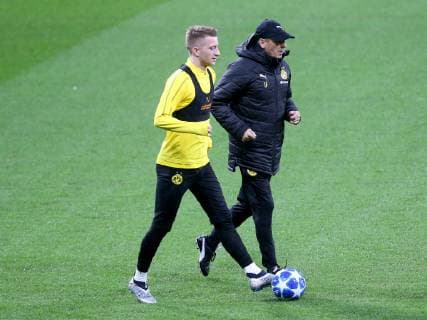 Marco Reus Borussia Dortmund 11 Coach Lucien Favre Borussia Dortmund Training Atletico Madrid vs. Borussia Dortmund Football Champions League Group Phase 05 11 2018 Training Atletico Madrid vs. Borussia Dortmund Football Champions League Group Phase 05 11 2018 Madrid Copyright: xLanger Eibner-Pressefotox EP_HLR