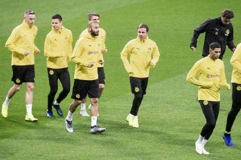 Borussia Dortmund Maximilian Philipp, Omer Toprak and Mario Gotze during training session the day before UEFA Champions League match between Atletico de Madrid and Borussia Dortmund at Wanda Metropolitano in Madrid, Spain.November 05, 2018.  (4798029)