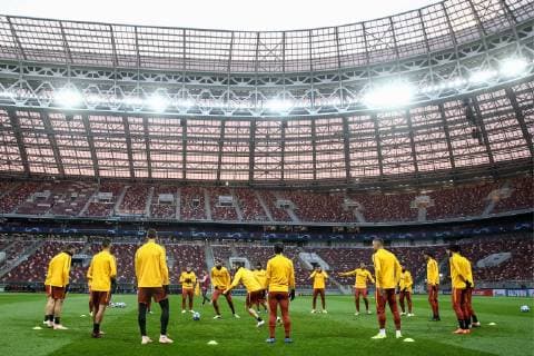 MOSCOW, RUSSIA - NOVEMBER 6, 2018: A.S. Roma s players during a training session ahead of the 2018-19 UEFA Champions League Group Stage match against CSKA Moscow scheduled for November 7, 2018. Valery Sharifulin TASS  TS0966BF