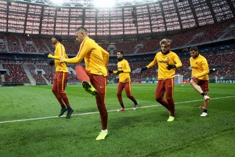 MOSCOW, RUSSIA - NOVEMBER 6, 2018: A.S. Roma s players during a training session ahead of the 2018-19 UEFA Champions League Group Stage match against CSKA Moscow scheduled for November 7, 2018. Valery Sharifulin TASS  TS0966C0