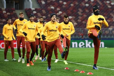 MOSCOW, RUSSIA - NOVEMBER 6, 2018: A.S. Roma s players during a training session ahead of the 2018-19 UEFA Champions League Group Stage match against CSKA Moscow scheduled for November 7, 2018. Valery Sharifulin TASS  TS0966C1