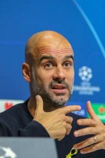 Manchester City press conference PK Pressekonferenz Manager of Manchester City, Pep Guardiola during the Manchester City press conference at the Etihad Stadium, Manchester Content Not Available For UK Newspapers Copyright: xStevexMcCormickx FIL-12509-0014
