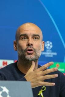 Manchester City press conference PK Pressekonferenz Manager of Manchester City, Pep Guardiola during the Manchester City press conference at the Etihad Stadium, Manchester Content Not Available For UK Newspapers Copyright: xStevexMcCormickx FIL-12509-0015