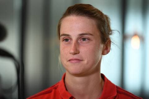 Belgium s Heleen Jaques pictured during a press moment of Belgian national women s soccer team Red Flames, Tuesday 06 November 2018 in Nieuwpoort. DAVIDxCATRY  x05462552x