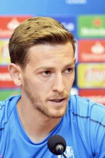 Soccer player Patrik Hrosovsky (Plzen) attends a press conference PK Pressekonferenz one day prior to the UEFA Champions League match between FC Viktoria Plzen and Real Madrid, group stage, group G, in Pilsen, Czech Republic, on November 6, 2018. (CTKxPhoto MiroslavxChaloupka) CTKPhotoP201811060797701  cha03