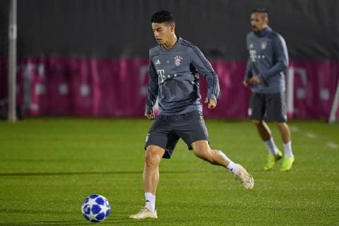 James RODRIGUEZ Bayern Muenchen am Ball Action Single Action Single Picture Clip Free Whole Body Full Figure Final Training FC Bayern Muenchen before the Champions League Match against AEK Athens Training Grounds at Saebener Strasse Soccer on 06 11 2018