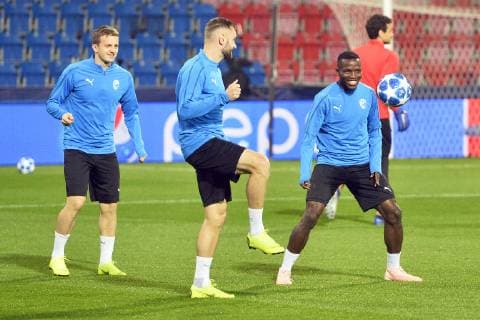 Soccer player of Viktoria UBONG EKPAI (right) in action during the training session prior to 4th round Football Champions League group G match: Viktoria Plzen vs Real Madrid in Pilsen, Czech Republic, November 6, 2018. (CTKxPhoto MiroslavxChaloupka) CTKPhotoP201811060847101  cha05