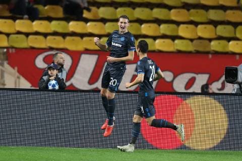 Club s Hans Vanaken celebrates after scoring during a game between AS Monaco and Belgian soccer team Club Brugge KV in the Principality of Monaco, Tuesday 06 November 2018, on day four of the UEFA Champions League, in group A. BRUNOxFAHY  x05462689x