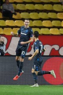 Club s Hans Vanaken celebrates after scoring during a game between AS Monaco and Belgian soccer team Club Brugge KV in the Principality of Monaco, Tuesday 06 November 2018, on day four of the UEFA Champions League, in group A. BRUNOxFAHY  x05462693x
