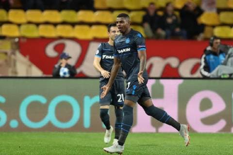 Club s Wesley Moraes celebrates after scoring during a game between AS Monaco and Belgian soccer team Club Brugge KV in the Principality of Monaco, Tuesday 06 November 2018, on day four of the UEFA Champions League, in group A. BRUNOxFAHY  x05462703x