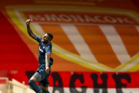 Fußball, CL, AS Monaco - FC Brügge Club s Wesley Moraes celebrates after scoring during a game between AS Monaco and Belgian soccer team Club Brugge KV in the Principality of Monaco, Tuesday 06 November 2018, on day four of the UEFA Champions League, in group A. BRUNOxFAHY  x05462724x