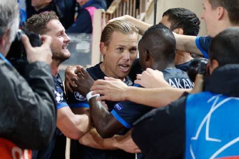 Fußball, CL, AS Monaco - FC Brügge Club s Ruud Vormer celebrates after scoring during a game between AS Monaco and Belgian soccer team Club Brugge KV in the Principality of Monaco, Tuesday 06 November 2018, on day four of the UEFA Champions League, in group A. BRUNOxFAHY  x05462843x