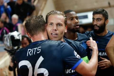 Fußball, CL, AS Monaco - FC Brügge Club s Ruud Vormer celebrates after scoring during a game between AS Monaco and Belgian soccer team Club Brugge KV in the Principality of Monaco, Tuesday 06 November 2018, on day four of the UEFA Champions League, in group A. BRUNOxFAHY  x05462849x