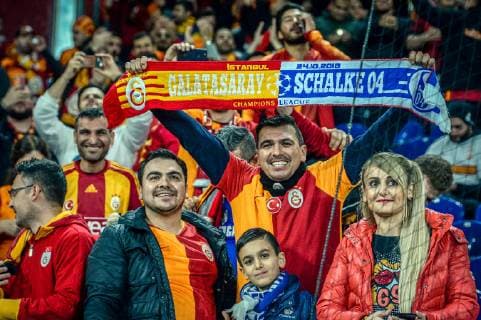 Gelsenkirchen Germany 06 11 2018 UEFA Champions League 2018 19 Season Back Round Group Phase Group D 4 Matchday FC Schalke 04 Galatasaray Istanbul Galatasaray Istanbul fans DeFodi520