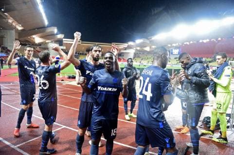 Fußball, CL, AS Monaco - FC Brügge celebration Club Brugge Joie FOOTBALL : AS Monaco vs Club Bruges Ligue des Champions - Monaco - 06 11 2018 PhotoNews Panoramic  775218872