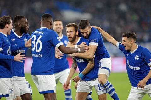 06 11 2018 xovx Football UEFA Champions League FC Schalke 04 Galatasaray Istanbul emspor Jubel after the goal to 1 0 by Guido Burgstaller FC Schalke 04 Action DFL DFB REGULATIONS PROHIBIT ANY USE OF PHOTOGRAPHS as IMAGE SEQUENCES and or QUASI VIDEO Gelsenkirchen